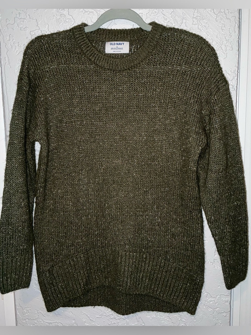 Old Navy Olive Green w/ White Crewneck Sweater